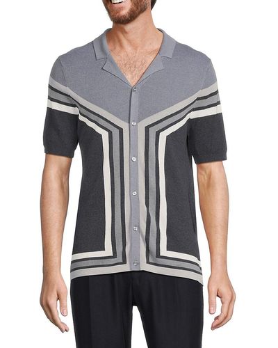 Reiss Vinci Stripe Knit Shirt - Grey