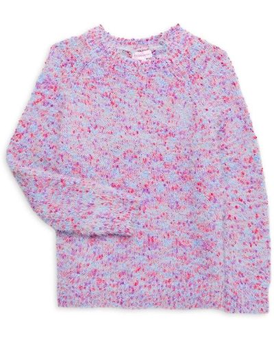 Design History Girl's Fuzzy Confetti Knit Sweater - Purple