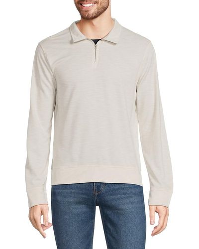 Saks Fifth Avenue 'Long Sleeve Zip Pullover - White