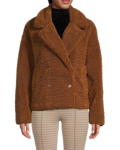 Ba&sh Sandy Faux Fur Double Breasted Jacket - Brown