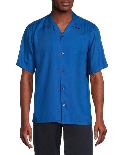 Theory Irving Short Sleeve Camp Shirt - Blue