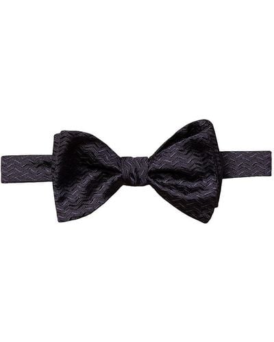 Eton Herringbone Silk Jacquard Bow Tie - Black