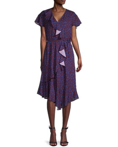 Parker Ruffle Blouson Dress - Purple