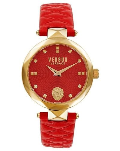 Versus Covent Garden 36Mm Ip Goldtone Stainless Steel & Leather Watch - Red