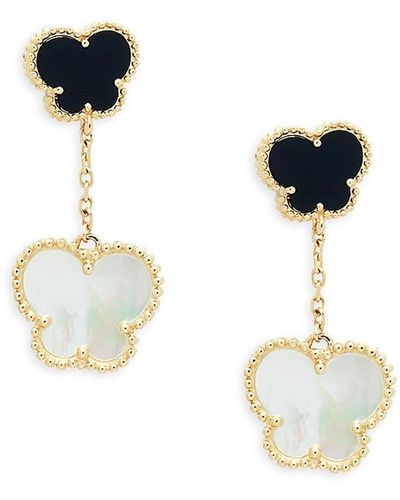 Effy 14k Yellow Gold, Mother-of-pearl & Onyx Drop Earrings - White