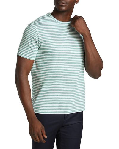 Saks Fifth Avenue Saks Fifth Avenue Slim-fit Striped Cotton T-shirt - Blue