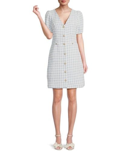 Nanette Lepore Checked Tweed Mini Dress - Gray