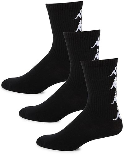 Kappa 3-pack Logo Ribbed Crew Socks - Black