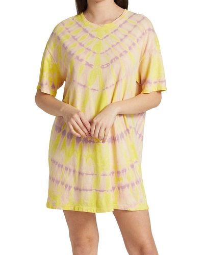 Raquel Allegra Tie Dye Cotton Jersey Mini Dress - Yellow