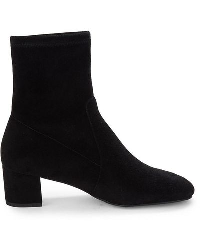 Stuart Weitzman Sofia Block Heel Suede Sock Boots - Black