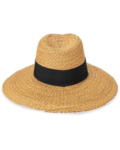 San Diego Hat Contrast Trim Woven Fedora - Brown