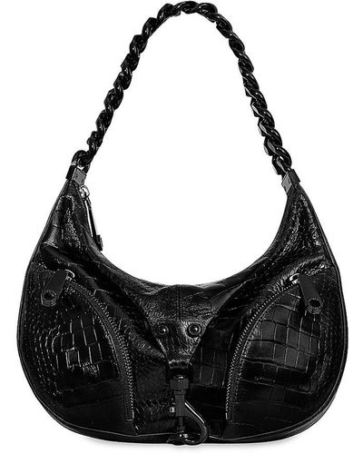Rebecca Minkoff Julian Croc-embossed Leather Shoulder Bag - Black