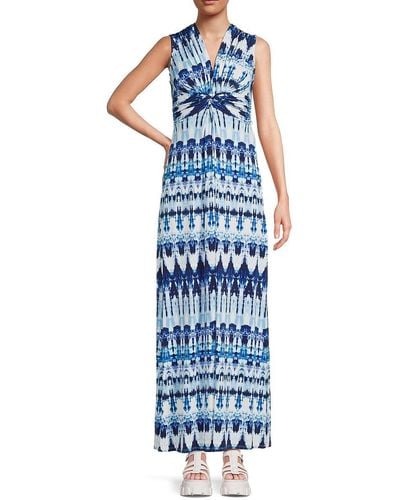 Eliza J Tie Dye Jersey Maxi Dress - Blue