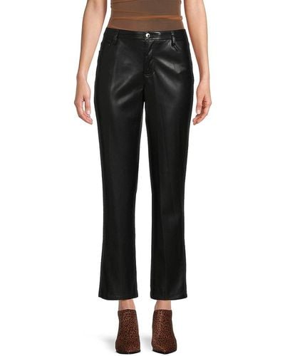 Calvin Klein Faux Leather Cropped Pants - Black