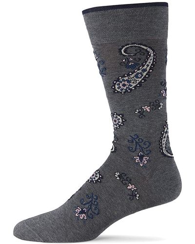 Marcoliani Jaipur Paisley Pima Cotton Socks - Gray