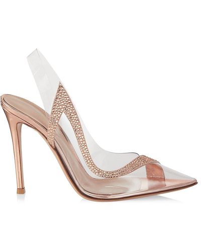 Gianvito Rossi Hortensia Crystal-embellished Pvc Slingback Court Shoes - Pink