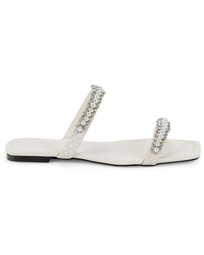 Karl Lagerfeld Penna Faux Pearl Embellished Flat Sandals - White