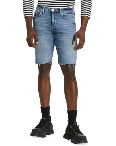 FRAME L Homme Cut Off Denim Shorts - Blue
