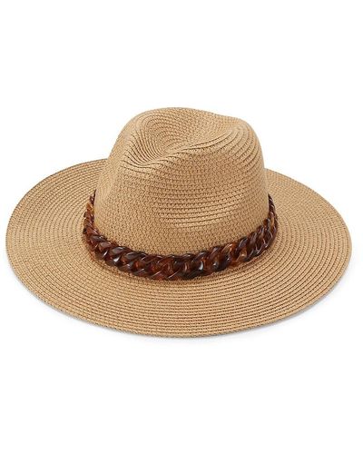 Kendall + Kylie Chunky Chain-Trim Boater Hat - Natural