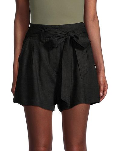 emmie rose High-waist Linen-blend Shorts - Black