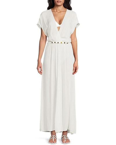 ViX Yara Bead Trim Cover Up Maxi Dress - White