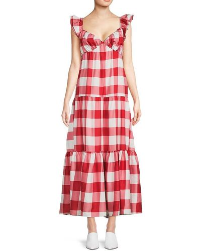 English Factory Tiered Gingham Maxi Dress