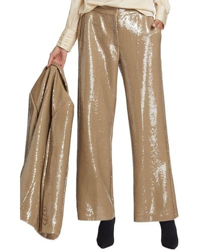 Elie Tahari The Holly Sequin Wide Leg Suit Trousers - Natural