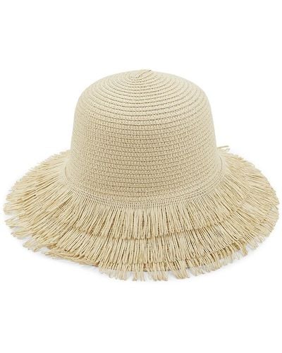 Saks Fifth Avenue Tiered Fringe Woven Bucket Hat - Natural