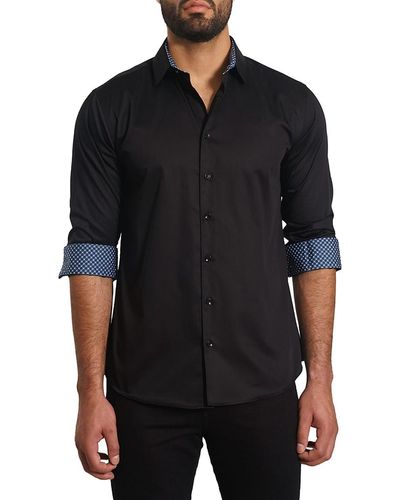 Jared Lang 'Trim Fit Contrast Cuff Sport Shirt - Black