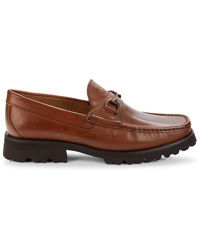 Donald J Pliner Leather Bit Loafers - Brown