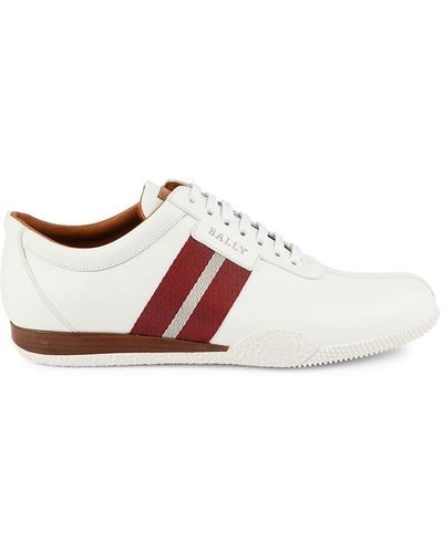Bally Frenz Textile-Stripe Leather Sneakers - White