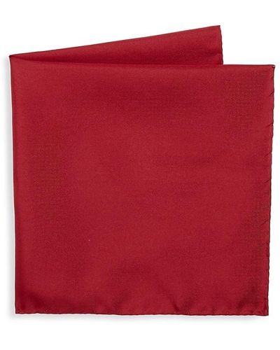 Saks Fifth Avenue Solid Silk Pocket Square - Red