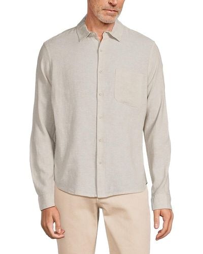 Saks Fifth Avenue 'Linen Blend Button Down Shirt - White