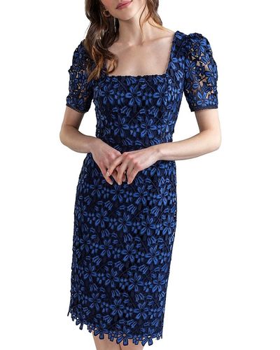Shoshanna Brinley Floral Lace Dress - Blue