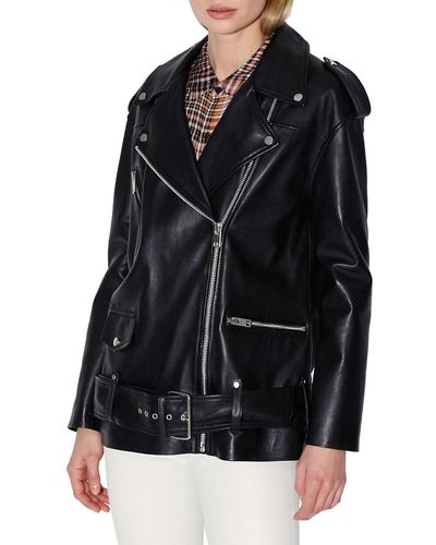 Walter Baker Emry Lamb Leather Moto Jacket - Black