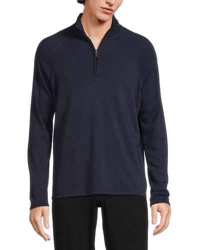 90 Degrees Raglan Sleeve Zip Up Pullover - Blue