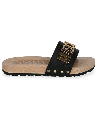 Moschino Logo Wood Insole Sandals - Black