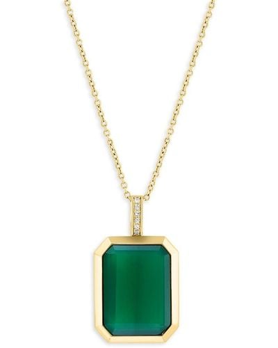 Effy 14K, & Diamond Pendant Necklace - Green