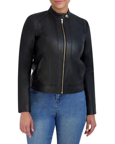 Cole Haan Leather Moto Jacket - Black
