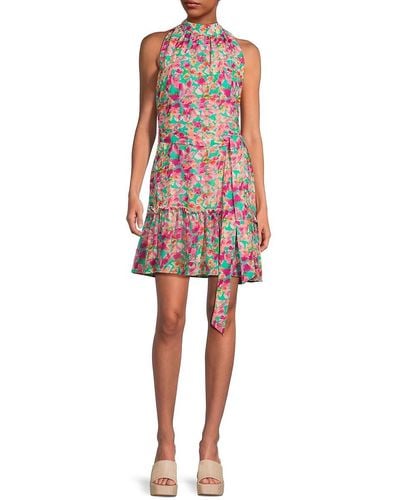 Sam Edelman Floral A Line Mini Dress - Red