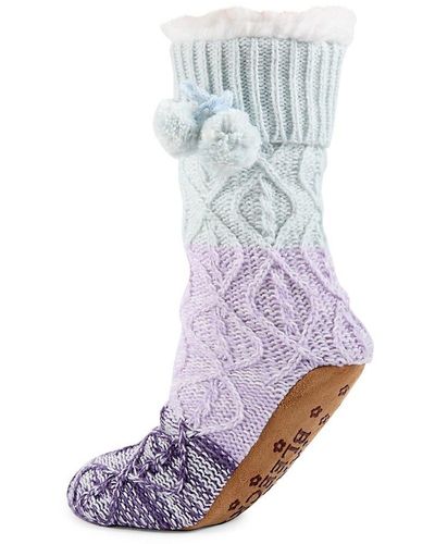 Jane And Bleecker Holiday Faux Fur Sock Slippers - Gray