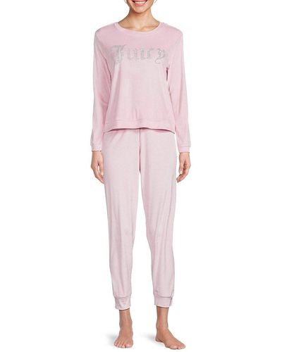 Juicy Couture 2-piece Logo Top & Pants Pajama Set - Pink