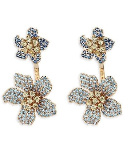 Eye Candy LA Luxe 18k Goldplated & Cubic Zirconia Flower Drop Earrings - White