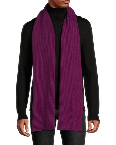 Versace Rib Knit Cashmere Scarf - Purple