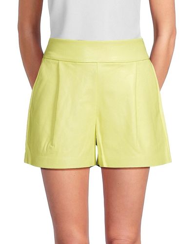 Susana Monaco Faux Leather Pleated Shorts - Yellow