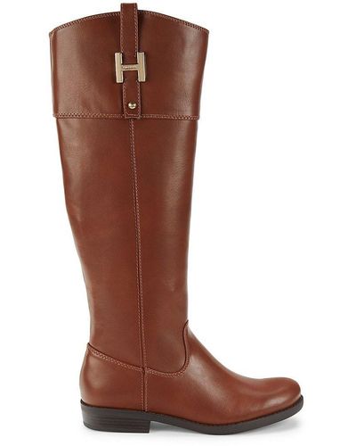 Tommy Hilfiger Shyenne Leather Knee High Riding Boots - Brown