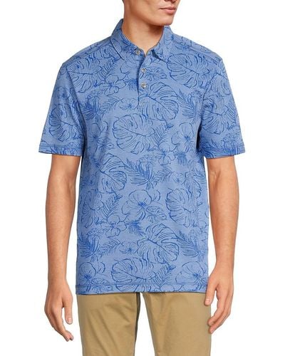 Tommy Bahama 'Blooms Tropical Pattern Polo - Blue