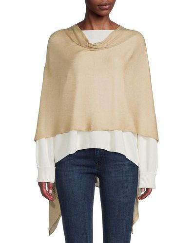 Portolano Silk & Cashmere Poncho - Blue