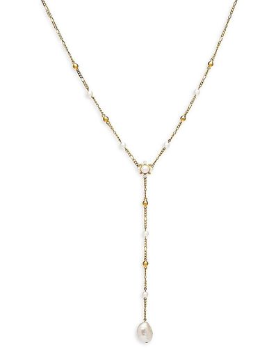 Awe Inspired 14k Goldplated Sterling Silver & Freshwater Pearl Lariat Necklace - White