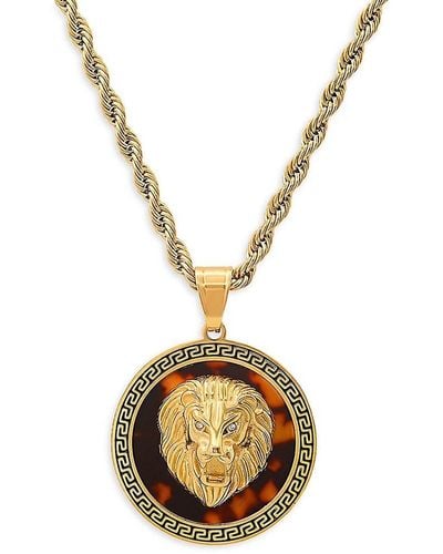 Anthony Jacobs 18k Goldplated & Simulated Diamond Lion Pendant Necklace - Metallic